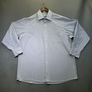 Joseph Abboud Men's Blue Striped Non-Iron Long‎ Sleeve Dress Shirt Size 17-32/33